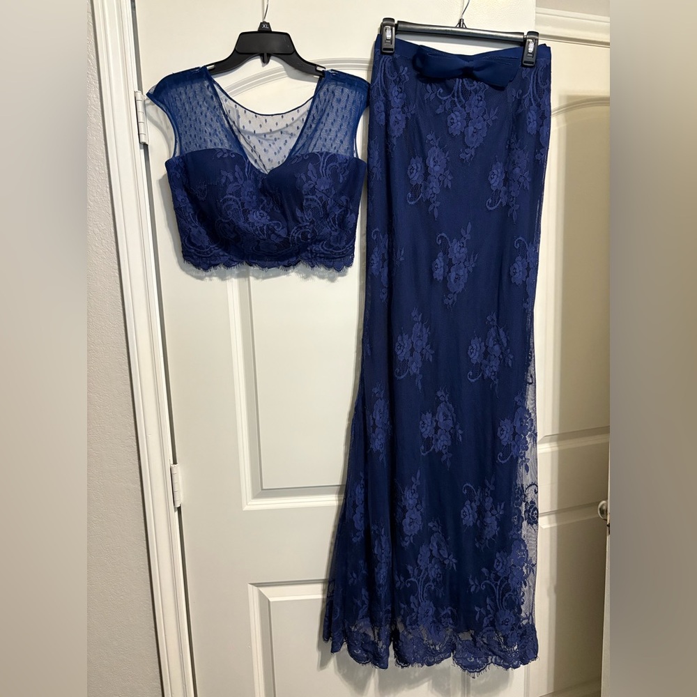 Navy Blue Sherri Hill Two Piece Dress